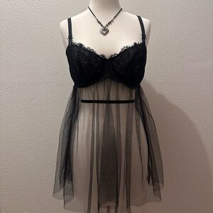 Victoria's Secret Black Sheer Chemise
